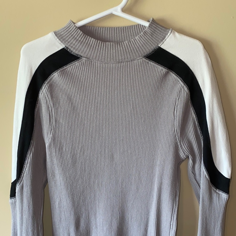 Free People Athletic Ribbed Tricolor Mock Neck Top